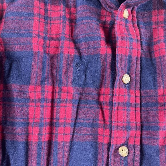 Pendleton Long Sleeve Red Blue Plaid Long Sleeve Flannel Shirt Wool Medium M - Picture 3 of 6